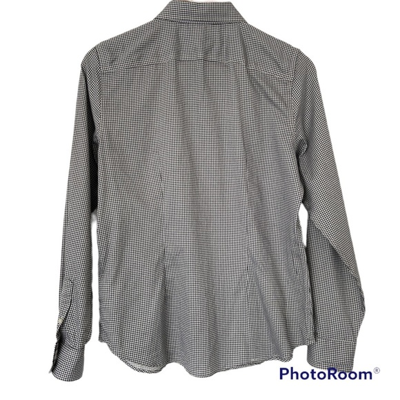 CHAPS BLACK/WHITE HOUNDSTOOTH NO IRON 100% COTTON BUTTON DOWN SHIRT, PETITE MED - Picture 2 of 10